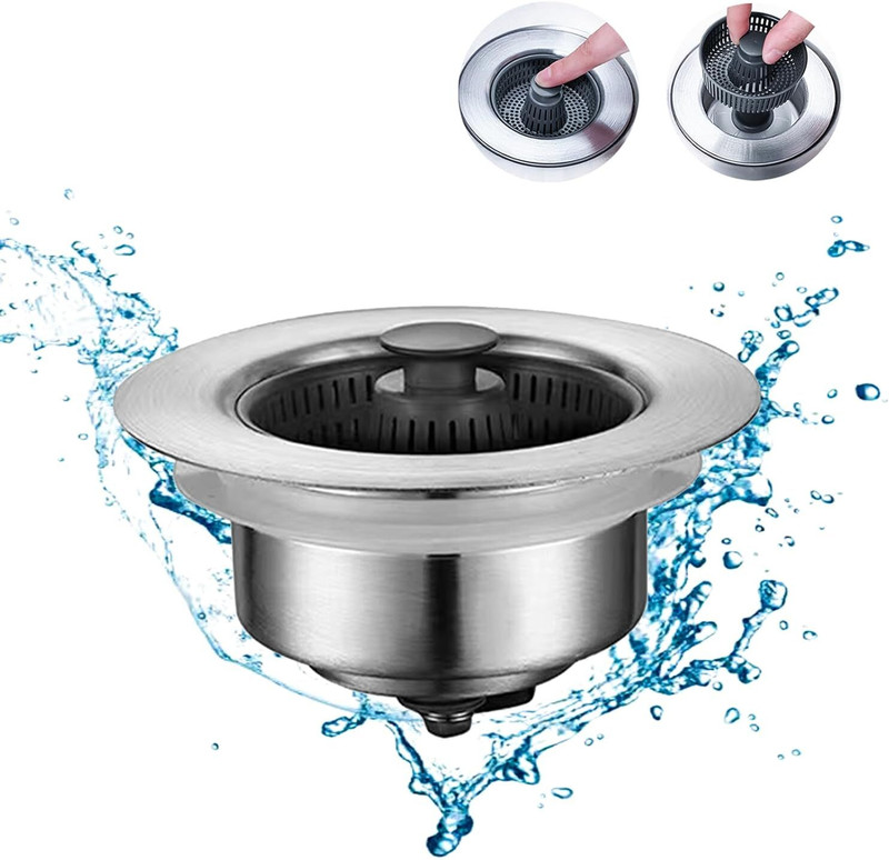 ridhhu mart 3 in 1 Kitchen Sink Strainer Stainless Steel Pop Up Fast Drainage Kitchen Sink Stainless Steel Funnel(Silver, Pack of 1)