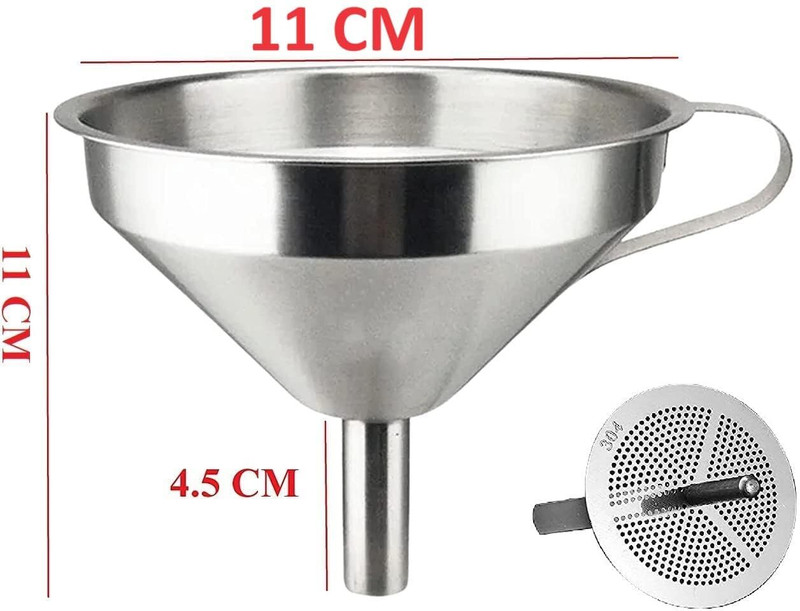 CALIA Filter For Cooking Oil Steel Funnel Steel Funnel(Silver, Pack of 1)