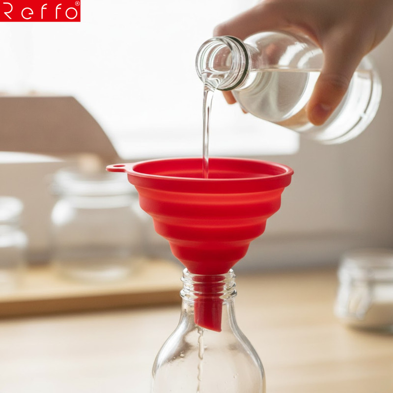 Reffo Liquid Transfer Funnel Silicone Funnel(Red, Pack of 1)