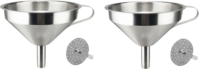 KMW Funnel with Detachable Strainer/Filter I For Cooking Oil, Transmission Steel Funnel(Silver, Pack of 1)