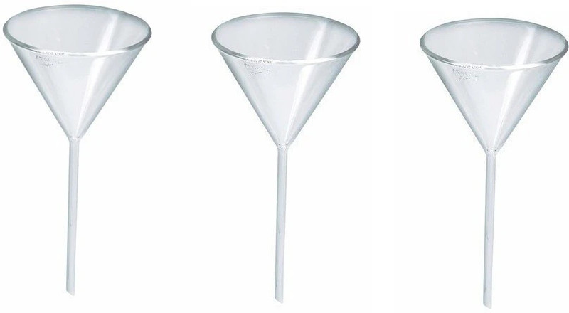 IMPRINT High Quality Plastic Funnel 6 cm Dia with 4 CM Long Stem Pack of 3 Glass Funnel Set(Clear)