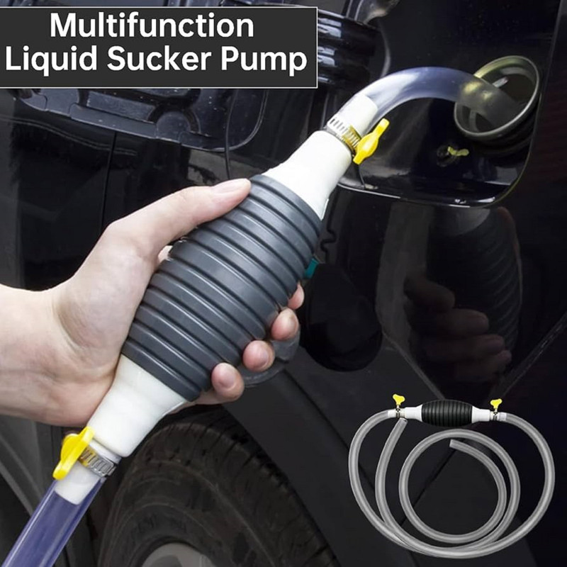 SHIVTRADRE Fuel Transfer Pump Kit Siphon with 2 Mtr PVC Hose Pipe Plastic Funnel 132 Silicone Funnel(Black)