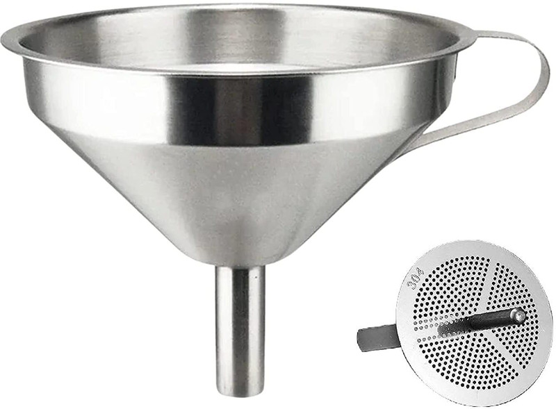 Y MOX Multipupose Funnel with Detachable Strainer Stainless Steel Funnel(Steel, Pack of 1)