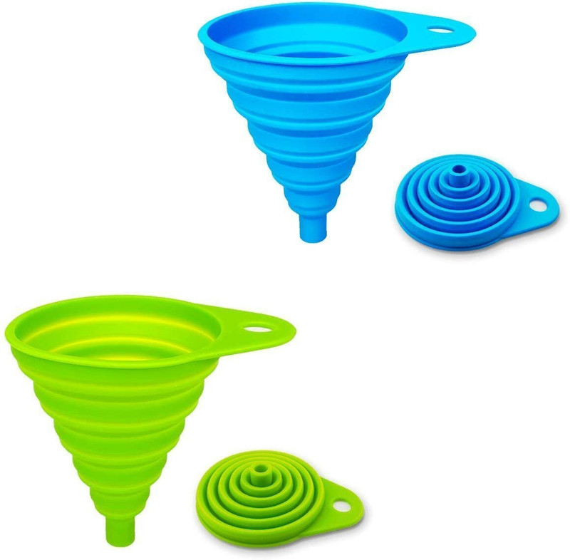 PLASTIZONE Silicone Foldable Funnel for Kitchen Use Food Grade Funnel for Oil, Liquid Silicone Funnel(Multicolor, Pack of 2)