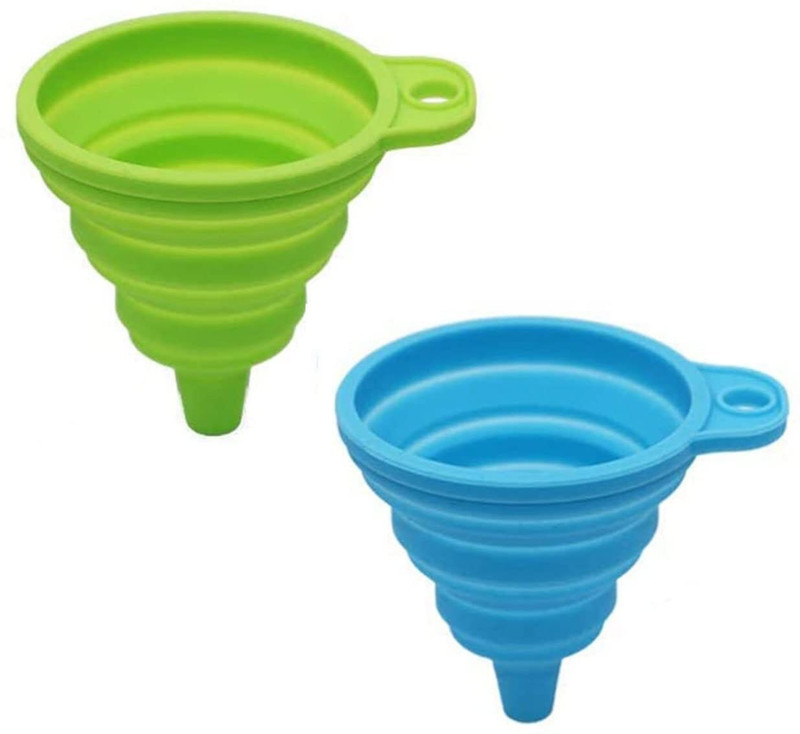 DIDIERR Foldable Kitchen Funnels Hopper for Water Bottle Liquid Powder Transfer Silicone Funnel(Multicolor, Pack of 2)