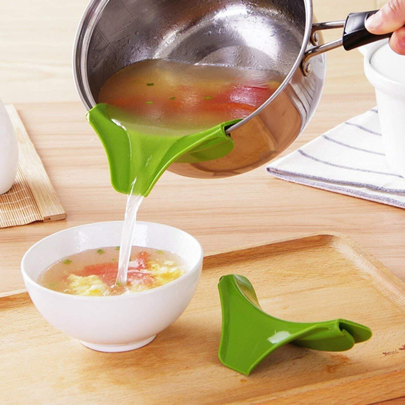 Gorofy Kitchen Funnel Silicone Slip On Pour Spout for Pots Silicone Funnel(Multicolor)