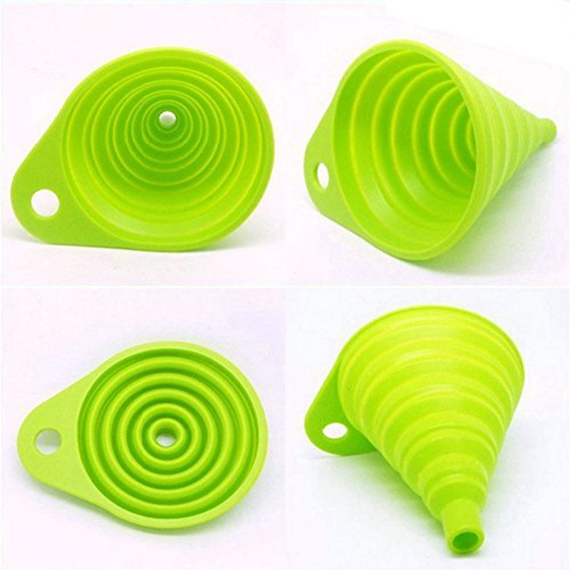 kayru Silicon Folding Funnel Kitchen Liquid Tool Collapsible Funnel Silicone Funnel Set(Multicolor)