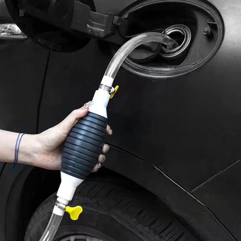 subton Liquid Fuel Transfer Pipe with Manual Pump Sucker| Siphon Hose with 2 meter pipe Silicone Funnel Tube(White, Pack of 1)