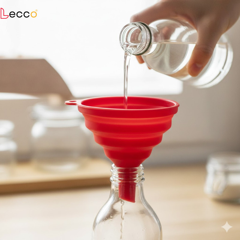 Lecco Lecco_COLLAPSIBLE_SILICONE_FUNNEL Silicone Funnel(Red, Pack of 1)