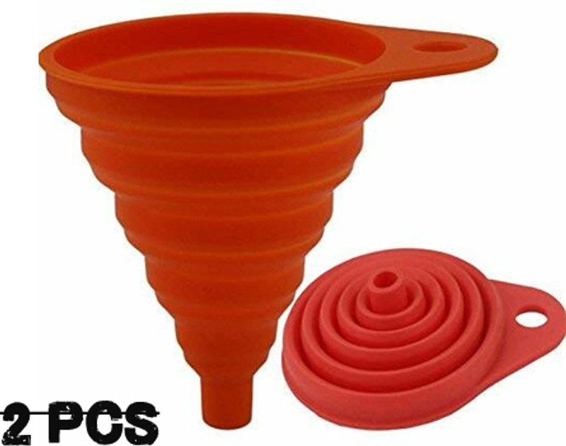 Red Champion Silicone Funnel Collapsible Flexible Foldable Kitchen Gadget Silicone Funnel(Multicolor, Pack of 2)