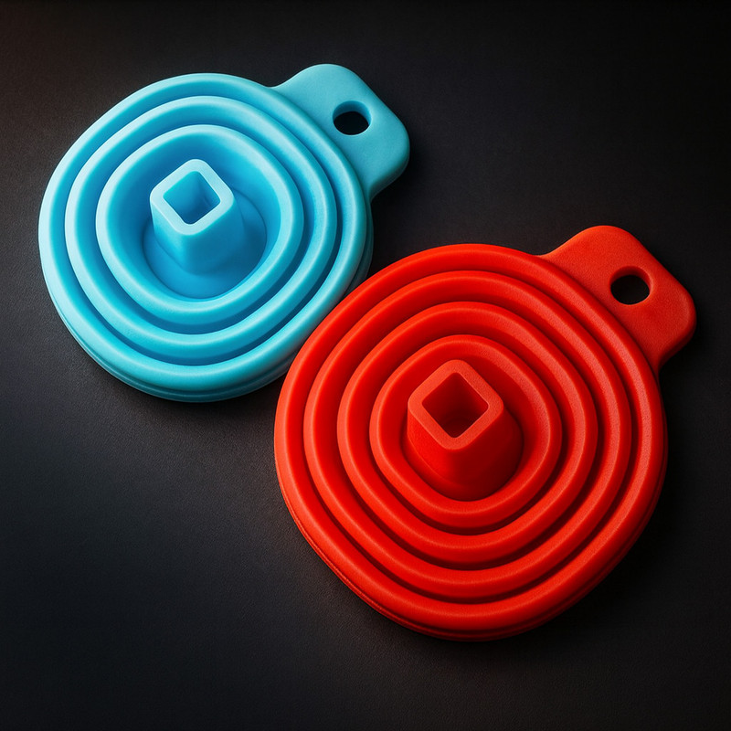 Top Chef Collapsible Kitchen Silicone Funnel(Blue, Maroon, Pack of 2)