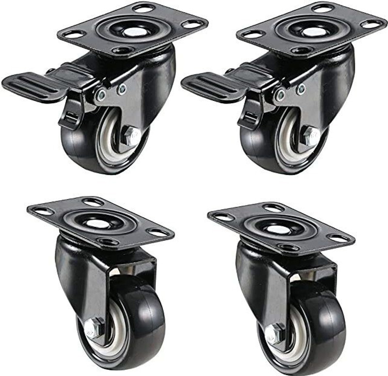 SHIVA 1.5 " 38MM Heavy Duty Swivel Caster with 360 Degree (2 with Brakes & 2 Without) Braking and Locking Furniture Caster(Pack of4)