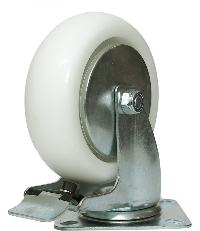 PACIFICMOVERS Caster wheel 6 inch Nylon Silver plated metal bracket (Swivel with brake) Swivel Furniture Caster(Pack of1)