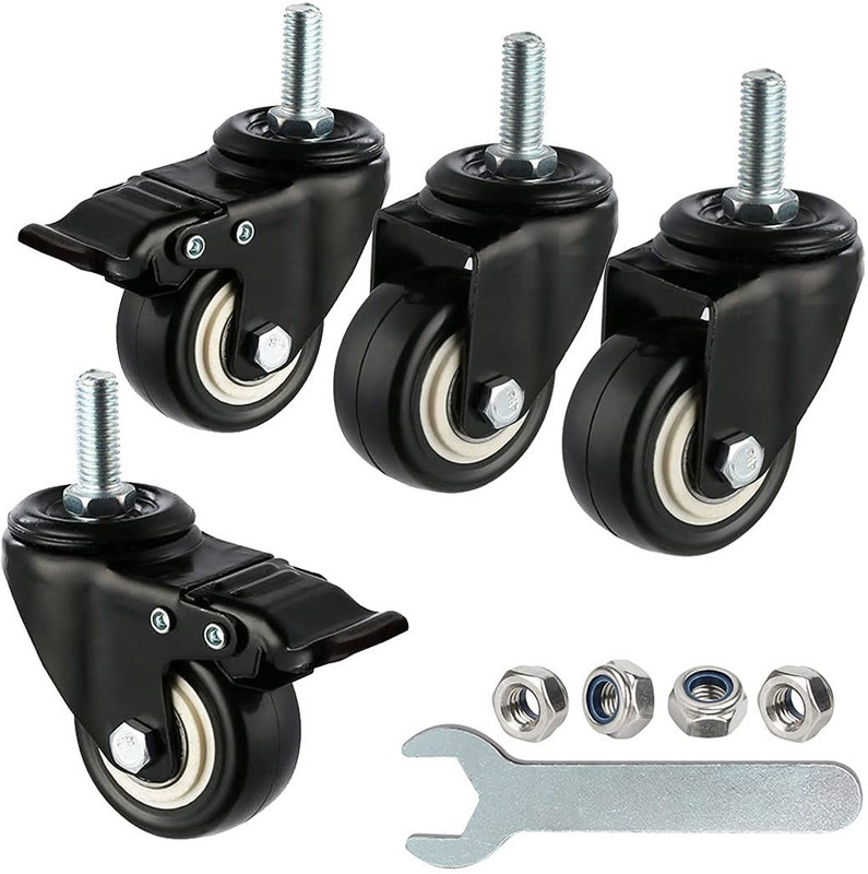 Equal 2inch Fixed&Swivel With Break Caster Wheel HeavyDuty Thread Capacity250Kg Swivel Furniture Caster(Pack of4)