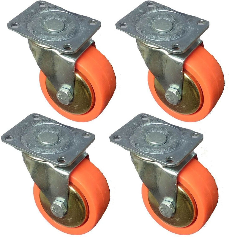 Hydur 360 DEGREE ORANGE SINGLE ROTATING TROLLEY WHEEL Appliance Furniture Caster(Pack of4)
