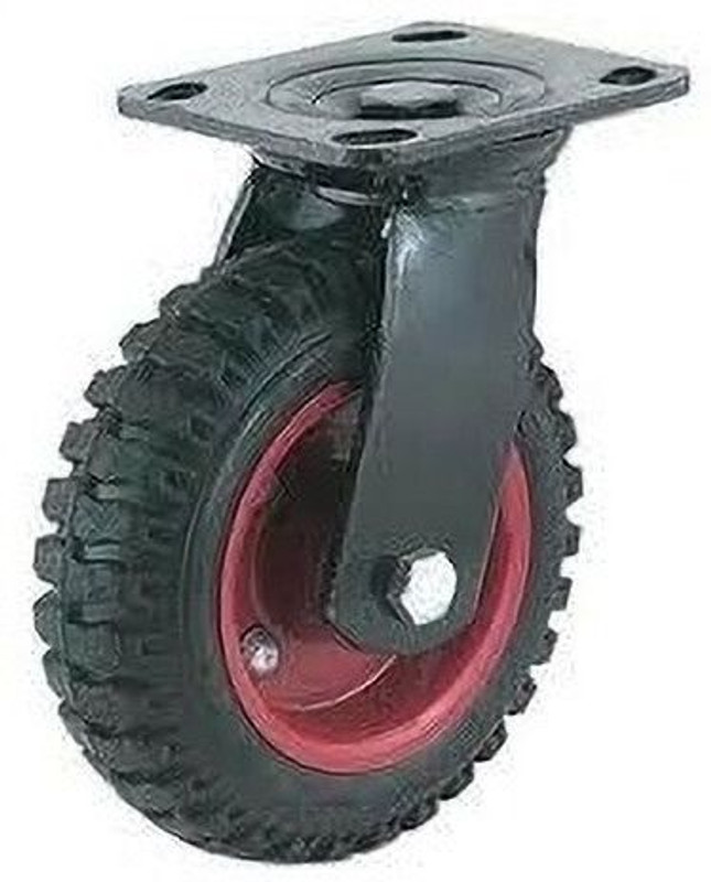 PACIFICMOVERS Rubber Caster Movable Wheel 6 Inch Heavy Duty Metal Bracket Industrial Furniture Caster(Pack of1)