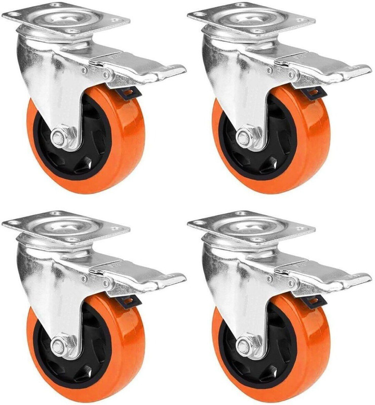 Calldrishe 4 Inch Caster Wheels, Casters Set of 4, Caster Shopping Trolley and Cart Swivel Furniture Caster(Pack of4)