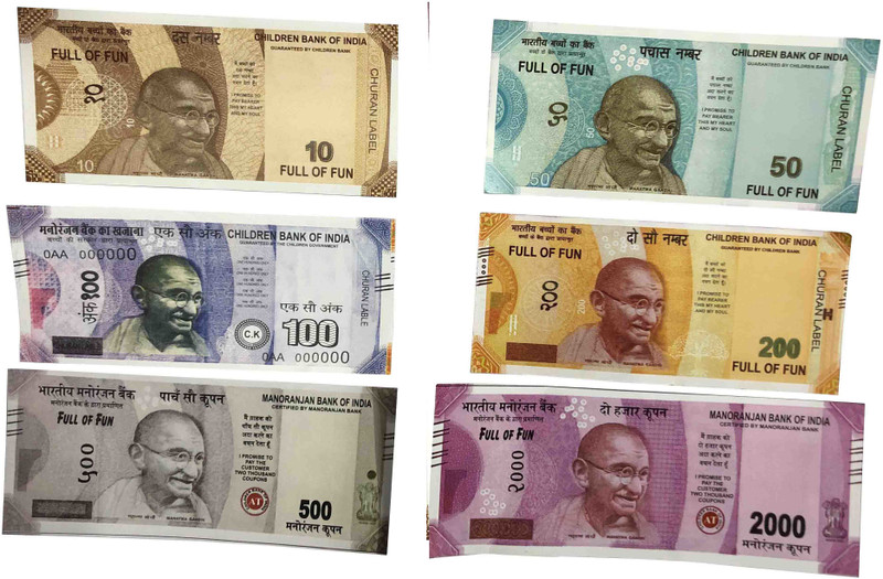 PTCMart Dummy Currency note 100 each 1-2 | 5-10 | 50-100 | 200-500 | 2000 Notes 900pcs gag fake notes Gag Toy