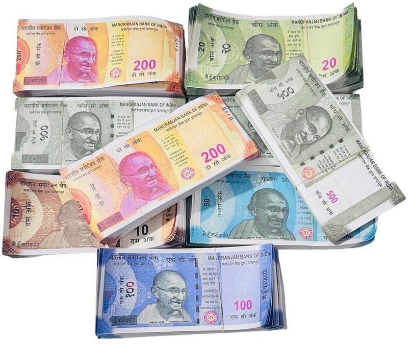 Velinor Assorted 100 10rs Indian Currency Toy Notes for Kids - Educational Set 20 each of 10/20/50/100/200/500 Gag Toy(Multicolor)