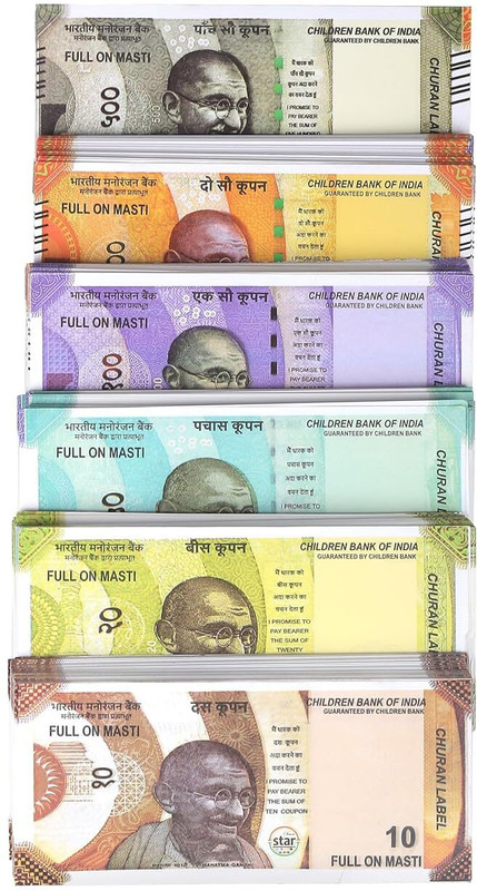 Mallexo 780pc Dummy Currency Class Room Kit Latest Design | Real Looking |soft thin Paper laminated | fake money toys for kids - multi-color nakli note money toys Gag Toy
