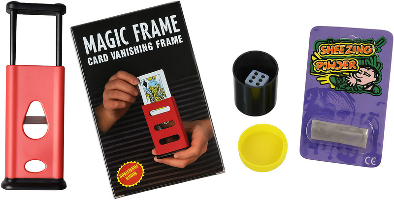 NOWAIT Magic Universal Fun Filled Combo cube dabi, finger cutter, frame, sneezing crazy cube dabi, finger cutter, magic frame, sneezing Gag Toy(Multicolor)
