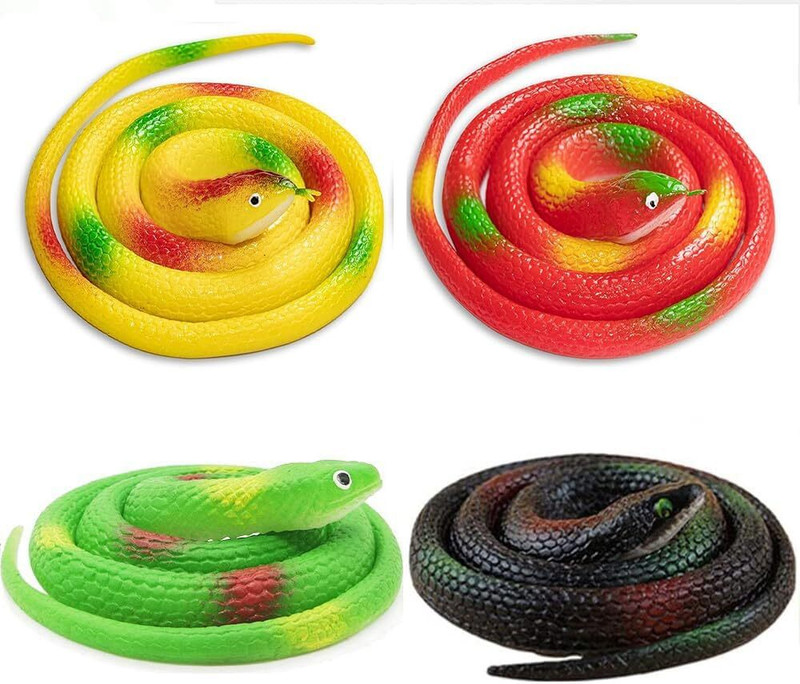 CJ CHILDREN Fake Rubber Snakes, Set of 4 stress releif toy Gag Toy