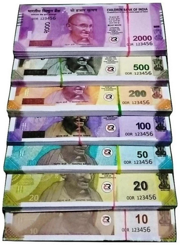 Anandi Tradders 105 Nakli Note 15 each 10|20|50|100|200|500|2000 (Churan Wale Note) note Gag Toy(Multicolor)
