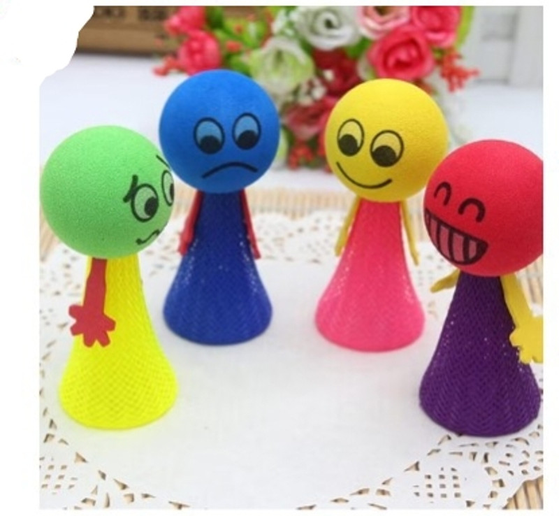 HUMSAFAR STORE Spring magic Jumping Emoji Spring Dolls (Set of 4) emoji bouncing dolls, Gag Toy(Multipal)