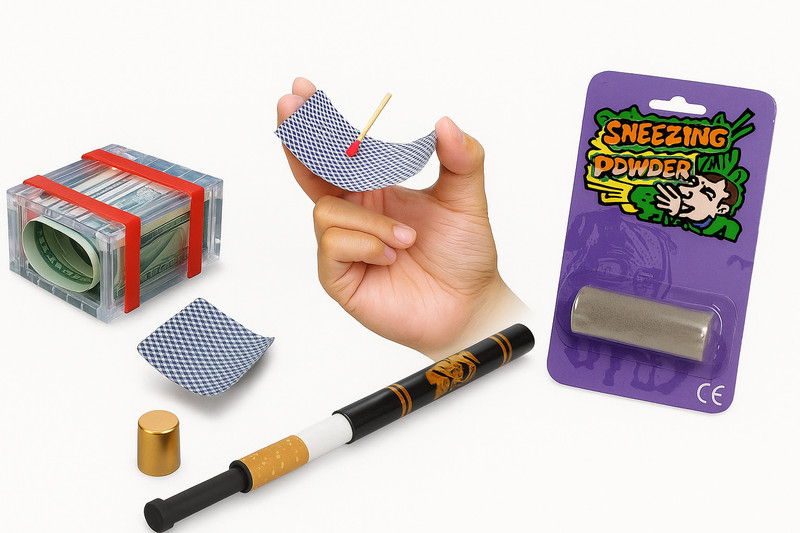 vkmart Master All In One Magic note box, cigarette, card sticky, sneezing note box, cigarette, card sticky, sneezing Gag Toy(Multicolor)