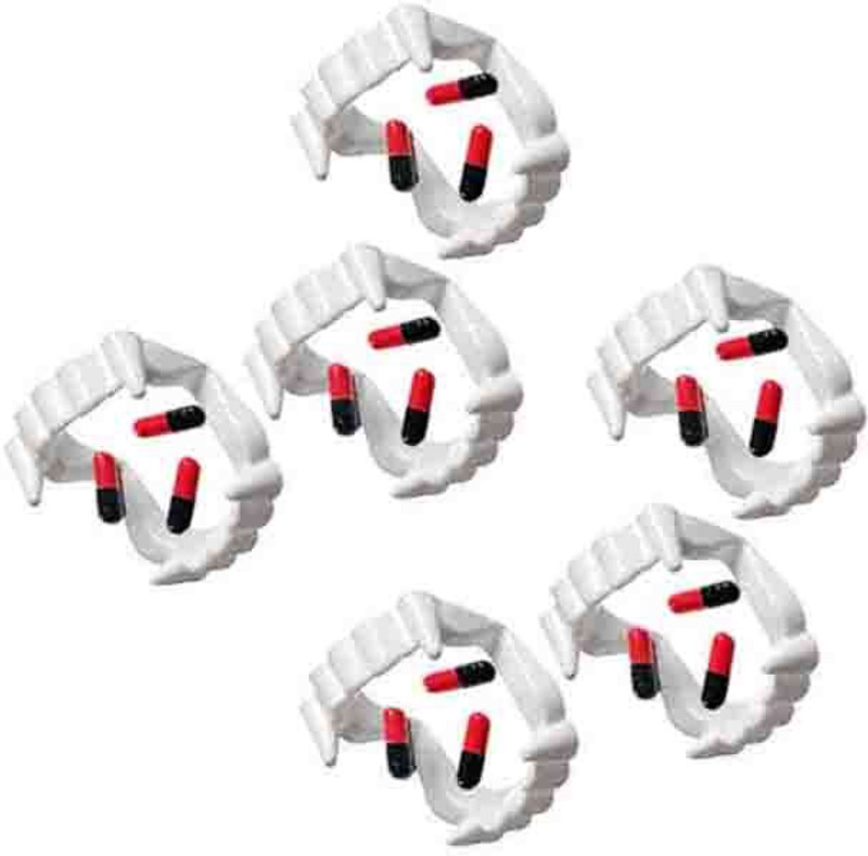 VK MART Blood Capsules with Teeth Vampire – Halloween Edition (6 Teeth + 18 Capsules) Prank / Costume Toy Gag Toy(Multicolor)