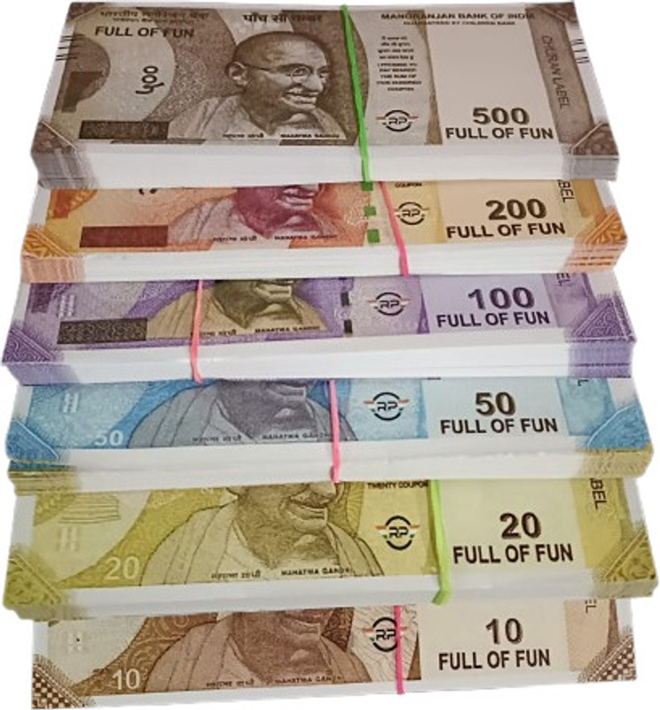 BBS DEAL Nakli Indian Notes (11*6=60 ) 10,20,50,100,200,500 Gag Toy(Multicolor)