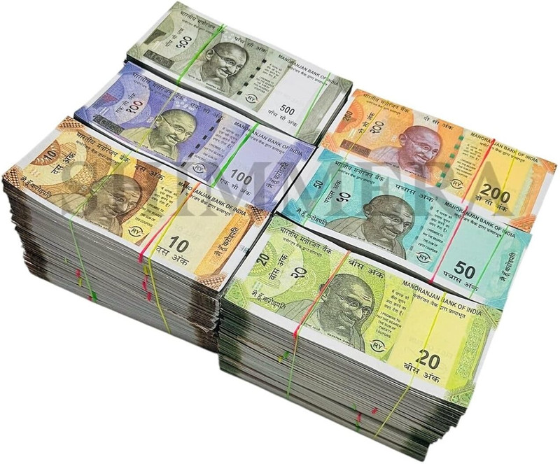 Taabar Fake indian money for kids play 10 -500 Artificial Playing Currency GAG TOY Gag Toy(Multicolor)