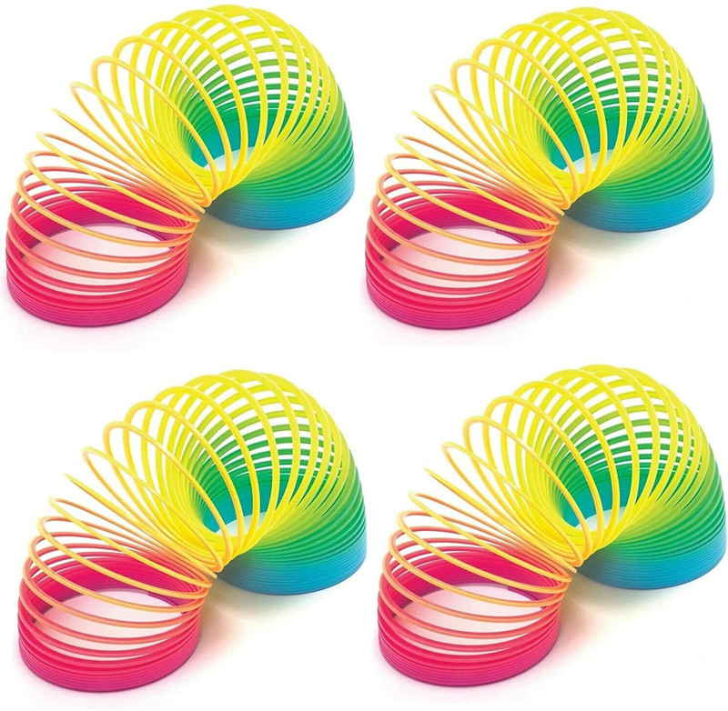3 Jokers Rainbow Magic Spring Bouncy Stretchy Expandable Slinkey Toy for Kids (4pcs) Magic Spring Gag Toy(Multicolor)