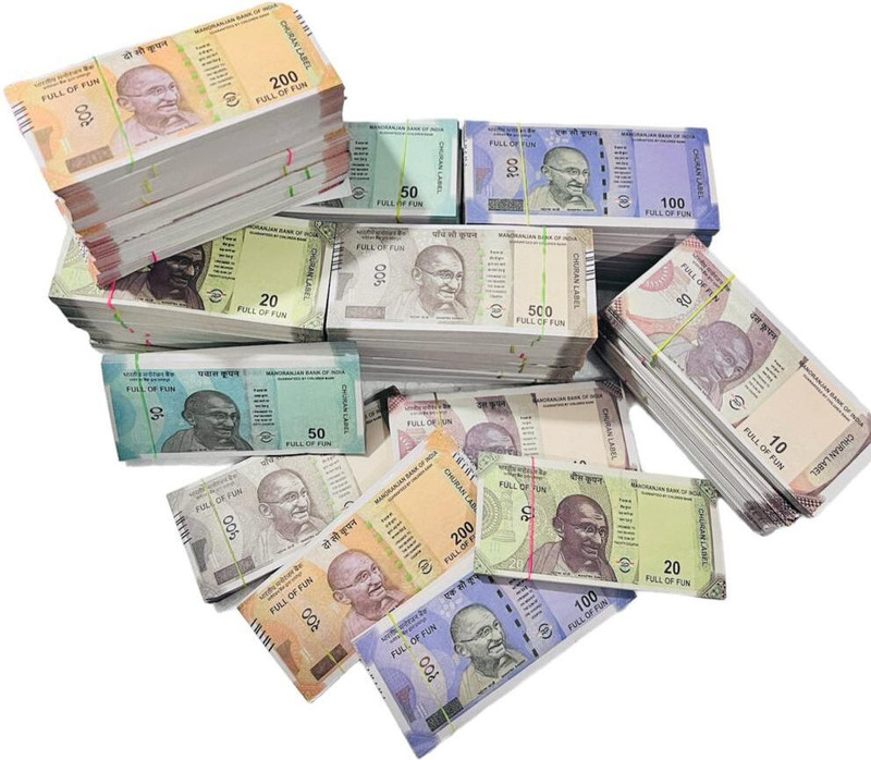 Zinnia (600 Fake Note) Playing Learn Money Skills Fake Money Indian Currency Nakli Note Fidget Toy Gag Toy(Multicolor)