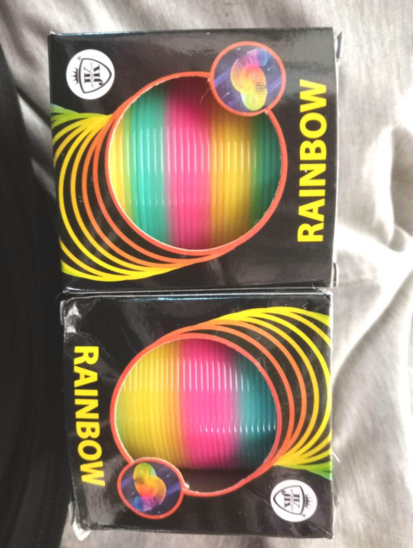 biswastraders Magic Rainbow Spring Toy for Kids(Pack of 2)Colorful Slinky Coil for Fun Gifts Rainbow Spring Toy-Colorful Jumbo Slinky for Kids & Adults, Stress Relief Gag Toy(Multicolor)