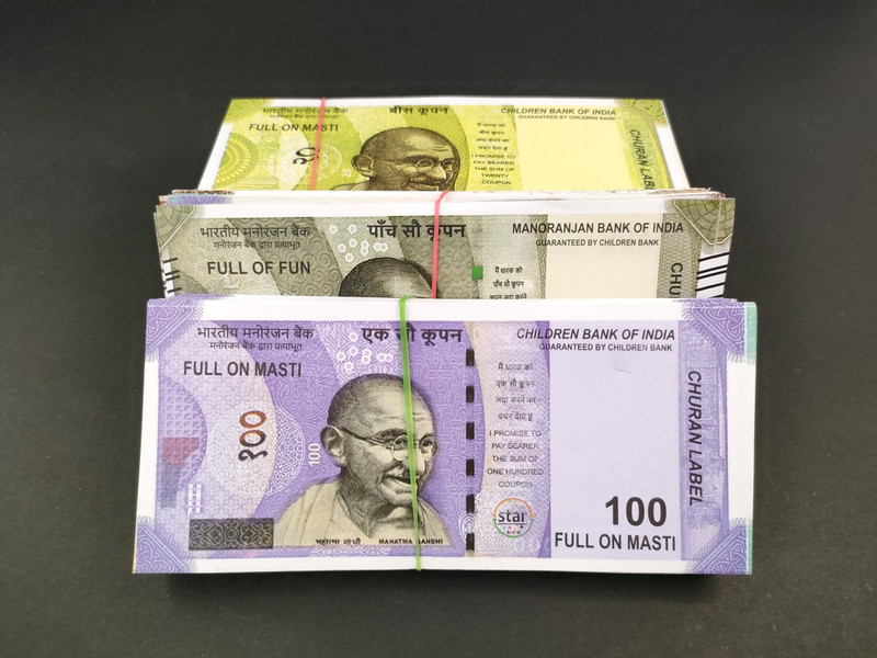 BBS DEAL 60 Multicolor Fake Bills of 10, 20, 50, 100, 200, 500 Denominations New Fake currency Note Gag Toy(Multicolor)