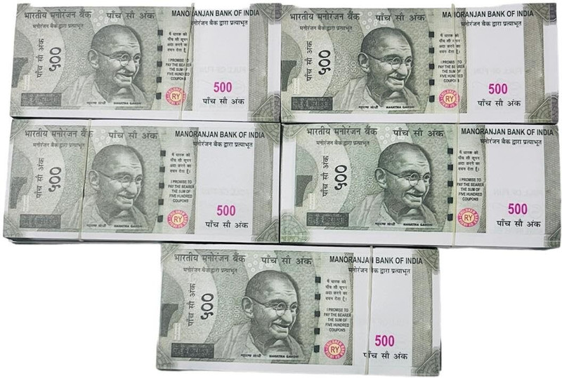 The ToyzKart Nakli Notes Pack of 5 Bundles Dummy Currency (500 Notes) Dummy Notes Gag Toy(Multicolor)