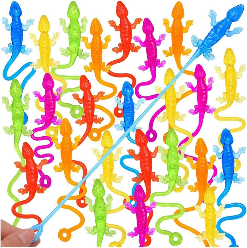 BRAND HOME Pack of 10 Super Stretchy Sticky Lizard Toy Fun Twist and Grab Things Kids Sticky Lizard Gag Toy(Multicolor)