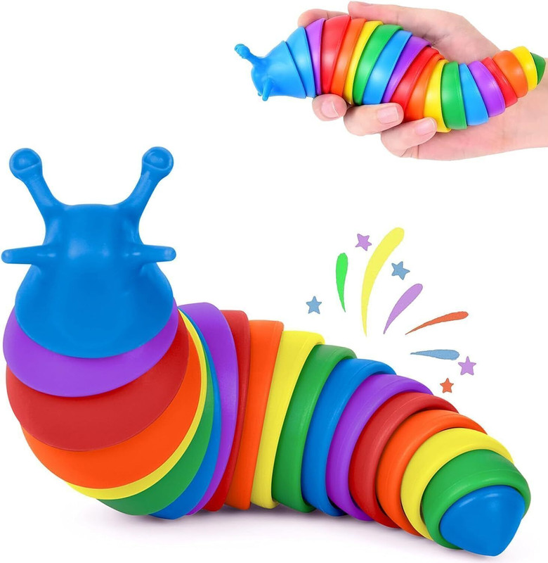 FunBlast Slug Toys - Small Slugs Fidget Toys, Sensory Toys for Kids, Clicks Sound Making Toys for Baby & Toddlers, Baby Sensory Stress Relief Toy for Kids Gag Toy
