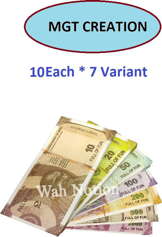 MGT CREATION Paper Dummy Currency Notes for Kids Toys Learn Trading/Counting/Accounting Skill from Fake Money Set of 70 PC Money Toys for Kids / Nakli Note ki Gaddi (Smooth Paper) Dummy Fake note Gag Toy(Multicolor)