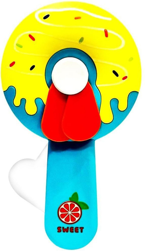 ParshvGroups Hand Press Donut Shape Fan for Kids, Fan Toy for Kids(Pack of 1) Small Pocket fan for Outdoor Gag Toy(Multicolor)