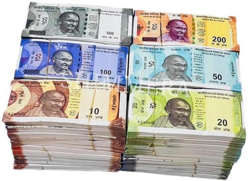 NOXEN (100 Each x 6 = 600 Fake Note) Playing Indian Currency Fake Note Gag Toy(Multicolor)