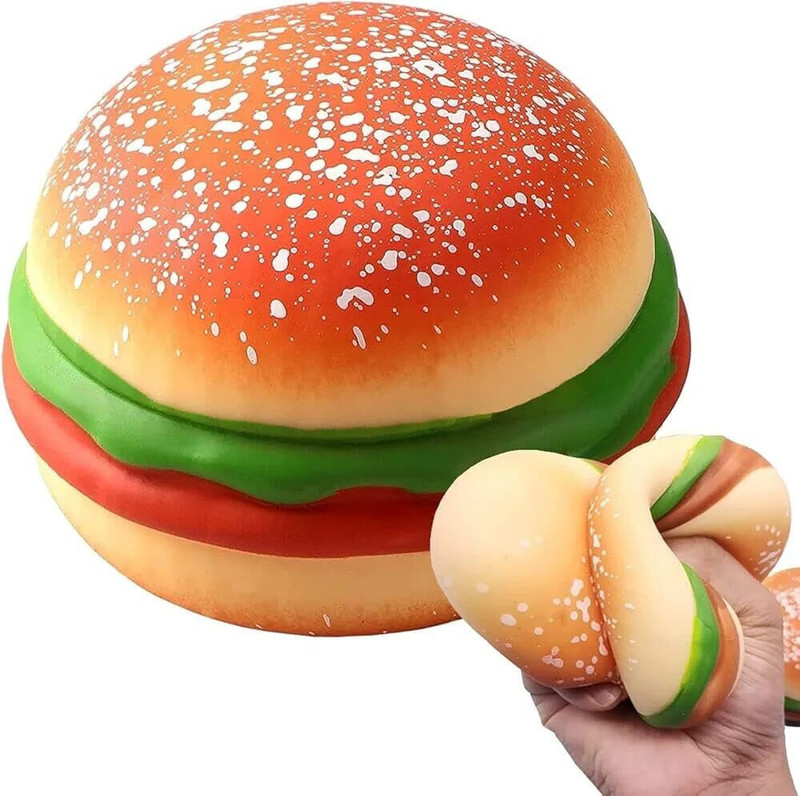 Aganta Decompress and Stress Stretch Burger Toy Soft Stress Relief Toys for Kids HAMBURGER Gag Toy(Multicolor)