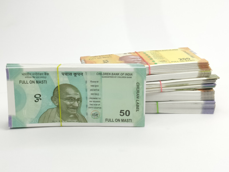 Velinor Children Bank of India Dummy Currency Notes Combo | Playing All Indian Rupees Currency Notes for Kids - Rs.10, 20, 50,100, 200, 500 (20 Each, 120Notes) Gag Toy