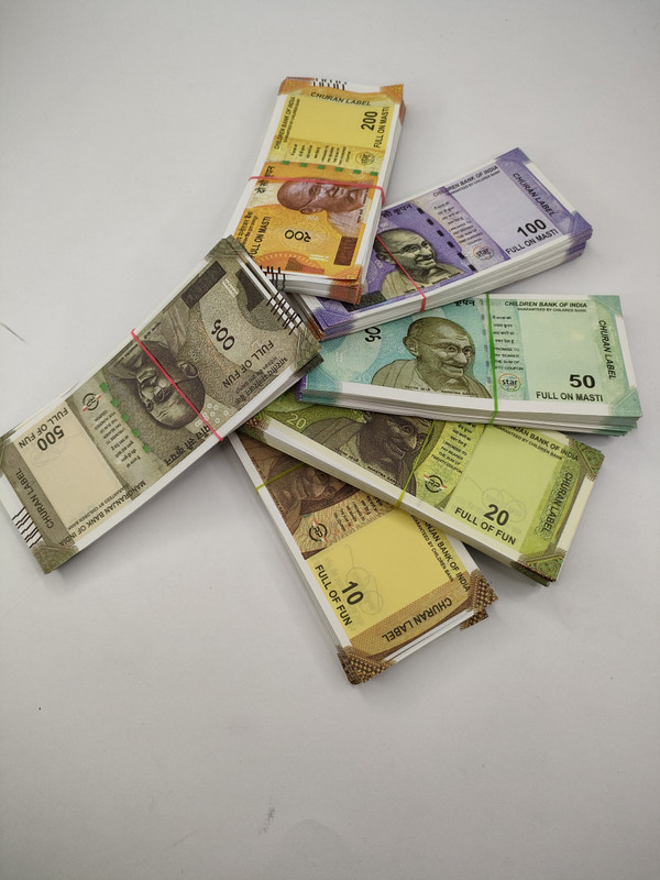 4GX Combo (7 Each x 6=42 Nakli Note) Playing Indian Currency Notes for Fun Paper Kids churan wale Note (Nakli Note-10,20,50,100,200,500 ) Children Currency Gag Toy(Multicolor)