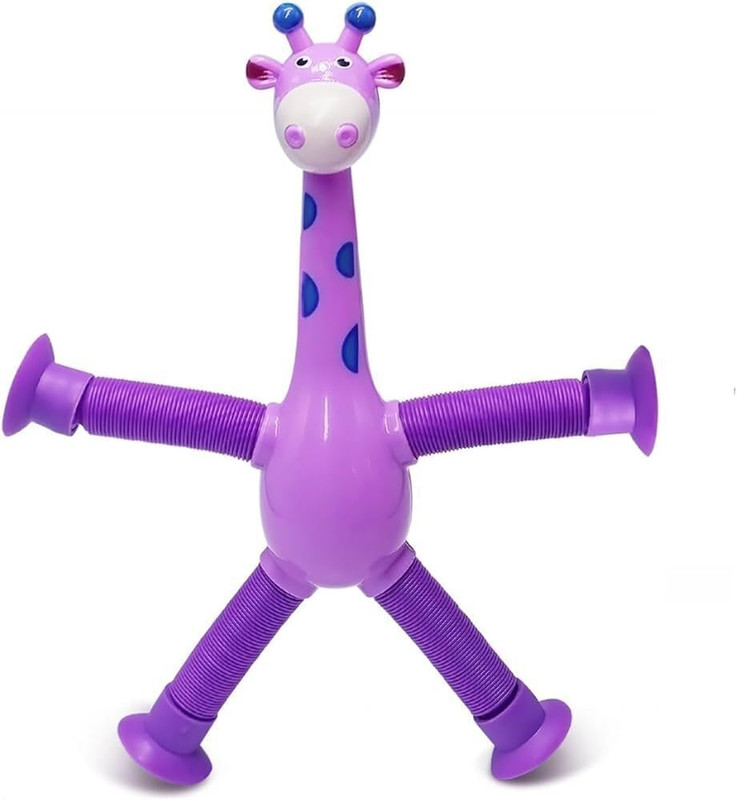 ParshvGroups Telescopic Suction Cup Giraffe Toy, Pop Tubes Fidget Toy, yellow (Pack of 1 ) Shape Changing Stretch Giraffe Toy Gag Toy(Blue)