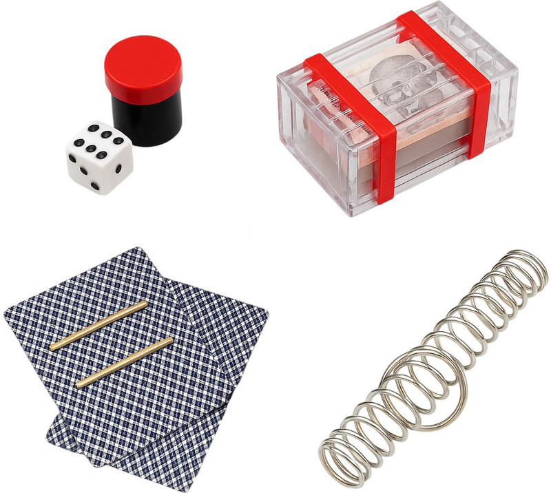 vkmart Super Wonder Magic Combo Pack dice dabi, note box, card stick, spring dice dabi, note box, card stick, spring Gag Toy(Multicolor)