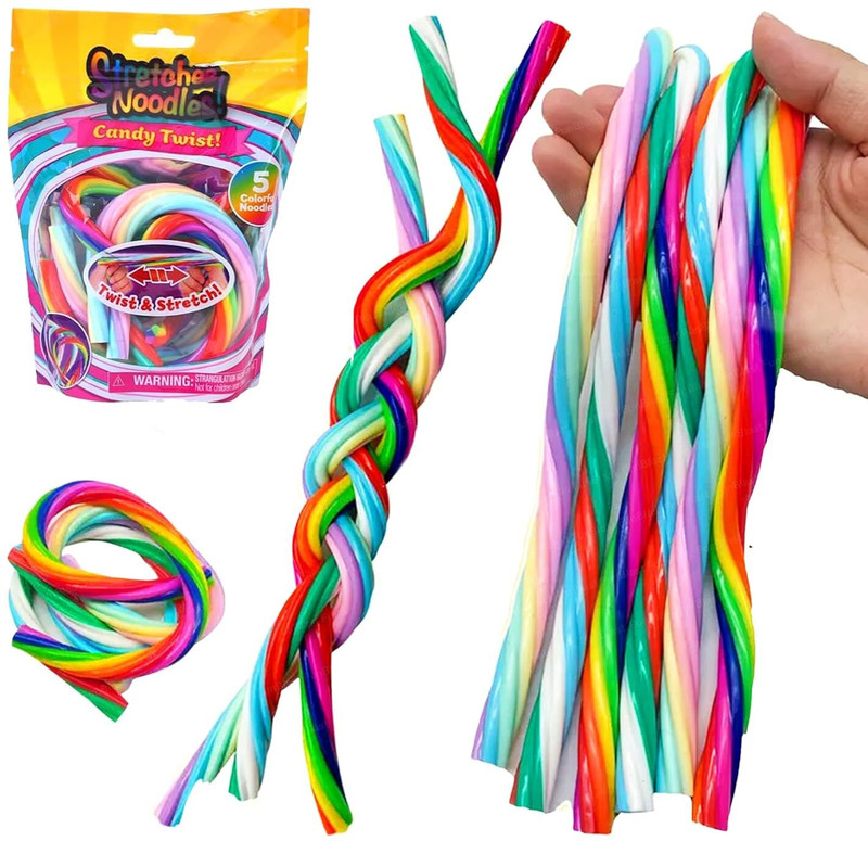 FunBlast Stretchy String Fidget Toys, 5 Pcs Colorful Candy Twist Stretchy Noodle Strings, Magic Wind up Butterflies Toys Gag Toy