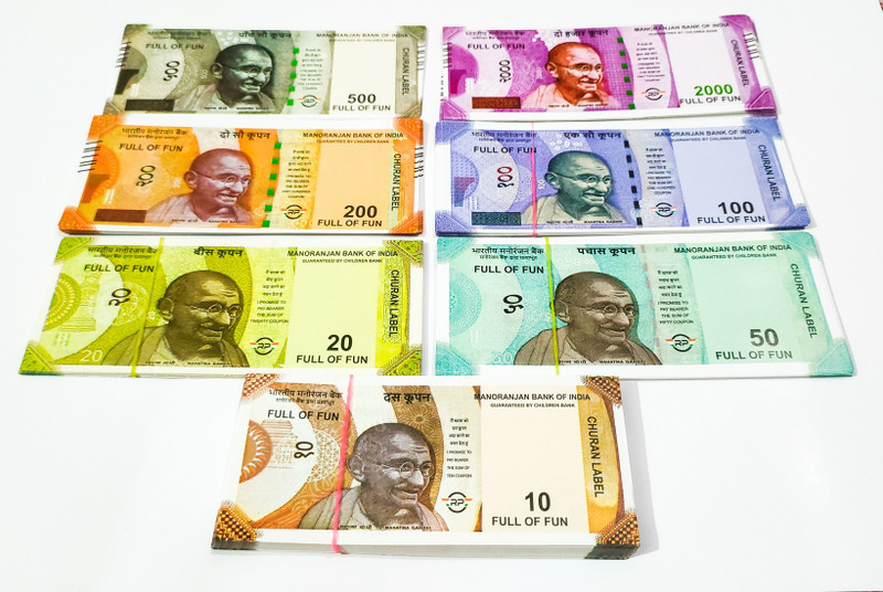 4GX Combo (16 Each x 7=112 Nakli Note) Playing Indian Currency Notes for Fun Paper With Free 1 Key Chain. All New (Nakli Note-10,20,50,100,200,500,2000 ) Gag Toy(Multicolor)