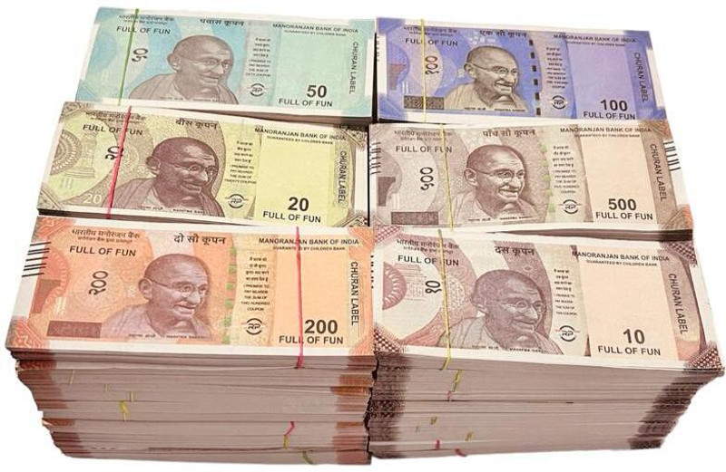 SHIMMERA 600 Dummy Indian Currency Duplicate Money Denomination All New 10, 20, 50, 100 , 200 ,500 Artificial Currency Playing Learn Skills Fake Money Fidget Toy Gag Toy(MUTICOLOUR)